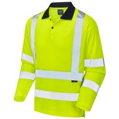 Leo Workwear Swimbridge Yellow Comfort EcoViz Long Sleeve Hi Vis Polo Shirt  