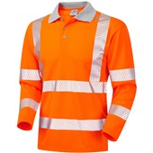 Leo Workwear Barricane Orange Coolviz Plus EcoViz Long Sleeve Hi Vis Polo Shirt