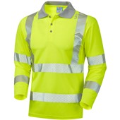 Leo Workwear Barricane Yellow Coolviz Plus EcoViz Long Sleeve Hi Vis Polo Shirt