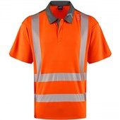 Leo Workwear Trimstone Orange EcoViz Coolmax Performance+ Hi Vis Polo Shirt