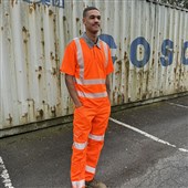 Leo Workwear Trimstone Orange EcoViz Coolmax Performance+ Hi Vis Polo Shirt