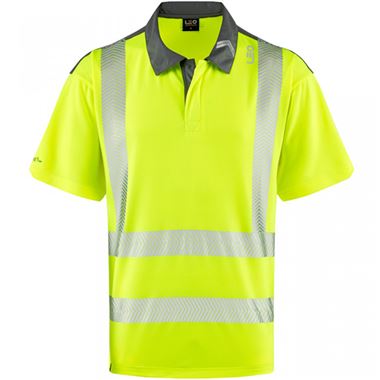 Leo Workwear Trimstone Yellow EcoViz Coolmax Performance+ Hi Vis Polo Shirt