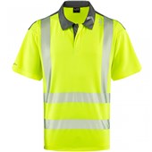 Leo Workwear Trimstone Yellow EcoViz Coolmax Performance+ Hi Vis Polo Shirt