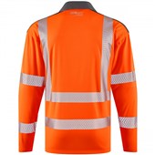 Leo Workwear Georgeham Orange EcoViz Coolmax Performance+ Long Sleeve Hi Vis Polo Shirt