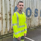 Leo Workwear Georgeham Yellow EcoViz Coolmax Performance+ Long Sleeve Hi Vis Polo Shirt