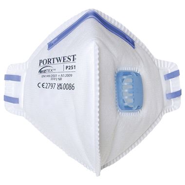 Portwest P251 FFP2 Valved Fold Flat Disposable Masks (Pack 20)