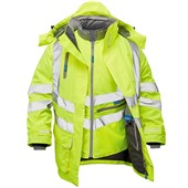 Pulsar P314-R Yellow GRS Recycled 4-in-1 Waterproof Hi Vis Storm Coat c/w Interactive Bodywarmer