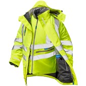 Pulsar P314-R Yellow GRS Recycled 4-in-1 Waterproof Hi Vis Storm Coat c/w Interactive Bodywarmer