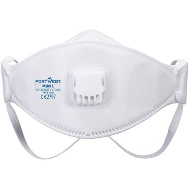 Portwest P361 Trifold FFP2 Valved Dolomite Fold Flat Disposable Masks (Pack 10)