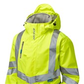 Pulsar Protect P421-R Yellow GRS Recycled Mesh Lined Waterproof Hi Vis Storm Jacket