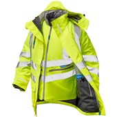 Pulsar P487-R Yellow GRS Recycled 7-in-1 Hi Vis Storm Coat c/w Interactive Bodywarmer