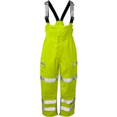 Pulsar P521-R Yellow GRS Recycled Foul Weather Hi Vis Waterproof Bib & Brace