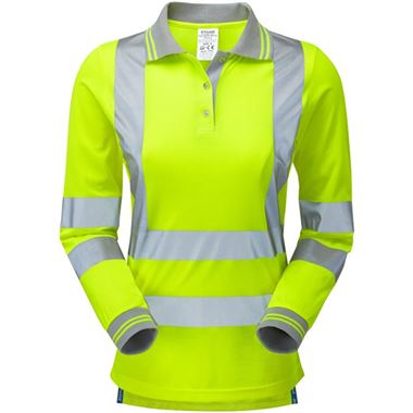 Pulsar P702 Yellow Women's Hi Vis Long Sleeve Polo Shirt