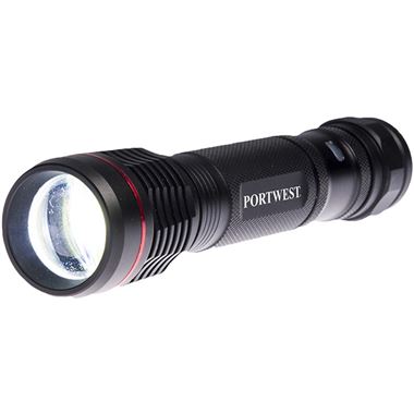 Portwest PA75 Black USB Rechargeable Torch - 600 Lumens