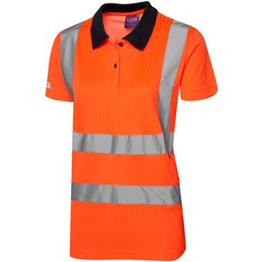 Leo Workwear Lana Rail Orange EcoViz Comfort Womens Hi Vis Polo Shirt