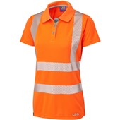 Leo Workwear Pippacott Orange EcoViz Coolviz Ultra Women's Hi Vis Polo Shirt