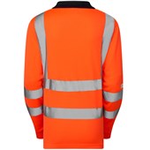 Leo Workwear Beaford Rail Orange EcoViz Comfort Womens Hi Vis Long Sleeved Polo Shirt