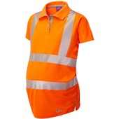 Leo Workwear Lovacott Orange EcoViz Coolviz Women's Hi Vis Maternity Polo Shirt