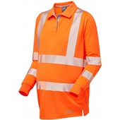 Leo Workwear Yarnacott Orange EcoViz Coolviz Ultra Women's Hi Vis Long Sleeve Maternity Polo Shirt