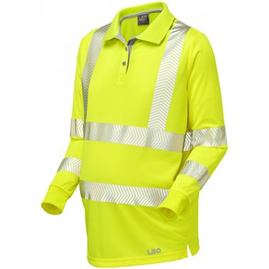 Leo Workwear Yarnacott Yellow EcoViz Coolviz Ultra Women's Hi Vis Long Sleeve Maternity Polo Shirt