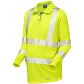 Leo Workwear Yarnacott Yellow EcoViz Coolviz Ultra Women's Hi Vis Long Sleeve Maternity Polo Shirt