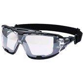 Portwest PR02 Anthracite Wraparound Plus Safety Glasses with Head Strap - Anti Scratch & Anti Fog