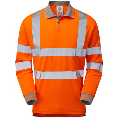Pulsar PR470-R Rail Orange GRS Recycled Hi Vis Long Sleeve Polo Shirt