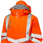 Pulsar PR499-R Rail Orange GRS Recycled Mesh Lined Waterproof Hi Vis Storm Jacket