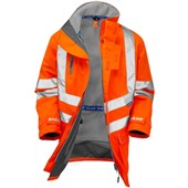 Pulsar PR499-R Rail Orange GRS Recycled Mesh Lined Waterproof Hi Vis Storm Jacket