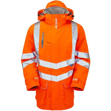 Pulsar PR502 Rail Orange Padded Waterproof Hi Vis Storm Jacket