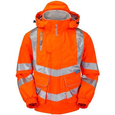 Pulsar PR515-R Rail Orange GRS Recycled Mesh Lined Waterproof Hi Vis Bomber Jacket