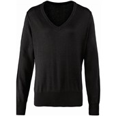 Premier PR696 Ladies Knitted V Neck Sweater Black