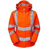 Pulsar PR705-R Rail Orange GRS Recycled Women's Mesh Lined Waterproof Hi Vis Storm Jacket