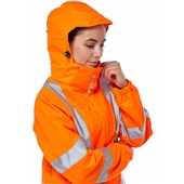 Pulsar PR705-R Rail Orange GRS Recycled Women's Mesh Lined Waterproof Hi Vis Storm Jacket