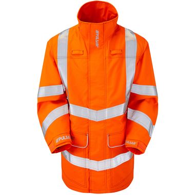 Pulsar Protect PRARC09 ARC Flash & Flame Retardant Rail Orange Waterproof Hi Vis Storm Jacket