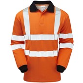Pulsar Protect PRARC21 ARC Flash & Flame Retardent Rail Orange Hi Vis Long Sleeve Polo Shirt