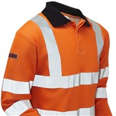 Pulsar Protect PRARC21 ARC Flash & Flame Retardent Rail Orange Hi Vis Long Sleeve Polo Shirt