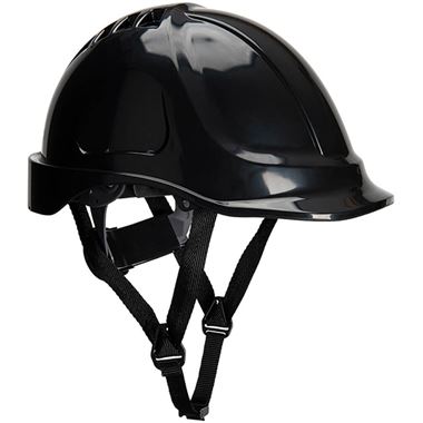 Portwest PS54 Endurance Safety Helmet with Chin Strap - Electrical Insulated Non Vented Wheel Ratchet Short Peak