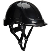 Portwest PS54 Endurance Safety Helmet with Chin Strap - Electrical Insulated Non Vented Wheel Ratchet Short Peak