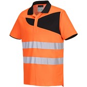 Portwest PW212 PW2 Orange/Black Polycotton Hi Vis Polo Shirt