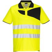Portwest PW212 PW2 Yellow/Black Polycotton Hi Vis Polo Shirt 