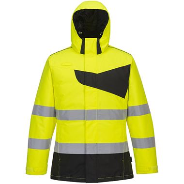 Portwest PW261 PW2 Yellow/Black Padded Waterproof Hi Vis Winter Jacket 