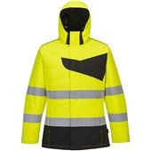 Portwest PW261 PW2 Yellow/Black Padded Waterproof Hi Vis Winter Jacket 