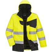 Portwest PW261 PW2 Yellow/Black Padded Waterproof Hi Vis Winter Jacket 