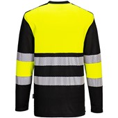 Portwest PW312 PW3 Yellow/Black Cotton Comfort Long Sleeve Hi Vis T-Shirt