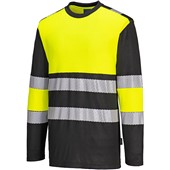 Portwest PW312 PW3 Yellow/Black Cotton Comfort Long Sleeve Hi Vis T-Shirt