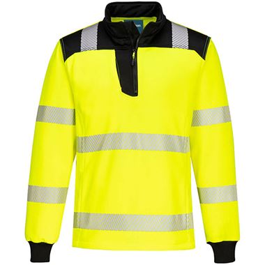 Portwest PW326 PW3 Yellow Polycotton 1/4 Zip Hi Vis Sweatshirt