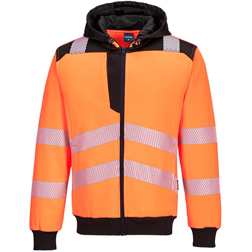 Portwest PW327 PW3 Orange Hi Vis Zipped Hoodie | Safetec Direct