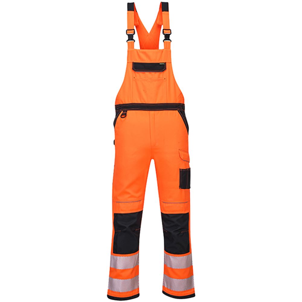 Portwest PW344 PW3 Orange Hi Vis Bib & Brace Overalls | Safetec