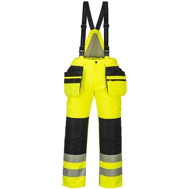 Portwest PW351 PW3 Yellow/Black Padded Waterproof Hi Vis Winter Trouser